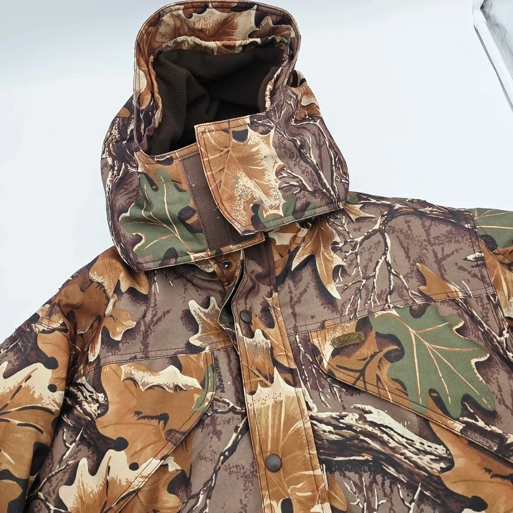 Woolrich Advantage Camo Gore-Tex Hunting Jacket Mens M Hooded Waterproof Brown